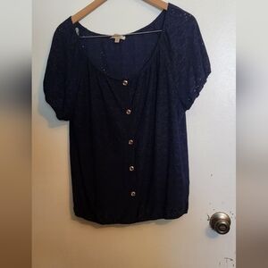 Lavish Midnight Blue Eyelet Blouse